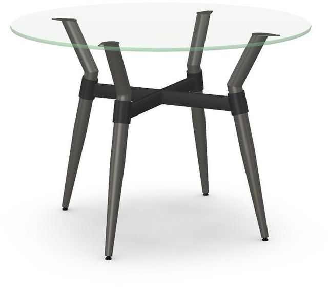 Amisco Customizable Link Clear Glass 29.5" Round Table with Steel Legs -0