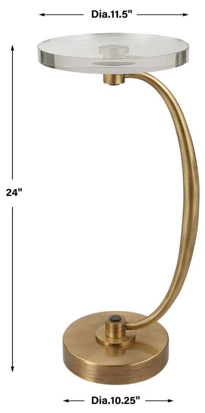 Uttermost® Waveney Crystal Top Drink Table with Antique Brass Base-2