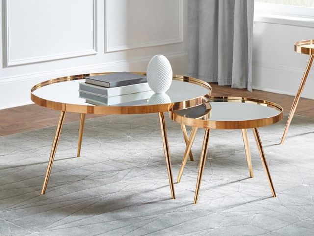 Coaster® Kaelyn 2-Piece Mirror Top Nesting Table with Gold Tapered Legs-1