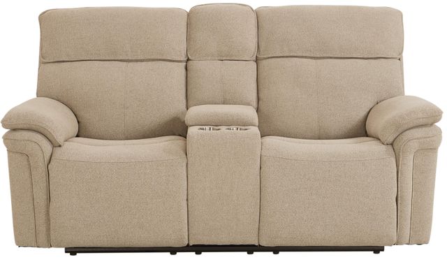 Bassett® Furniture Club Level Andre Oatmeal Power Reclining Loveseat with Console-1