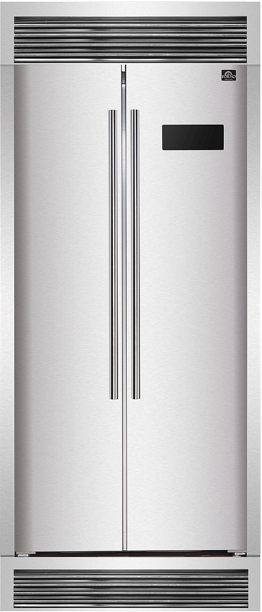 FORNO® Salerno 33" 15.6 Cu. Ft. Stainless Steel Built-In or Freestanding Side-by-Side Refrigerator-0