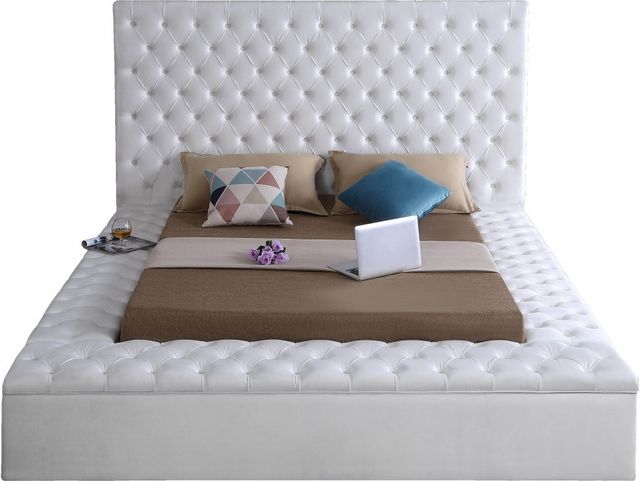 Meridian Furniture Bliss White Velvet Full Bed-0