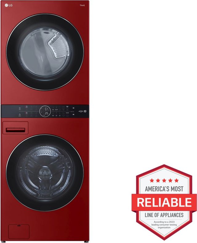 LG 4.5 Cu. Ft. Washer, 7.4 Cu. Ft. Dryer Candy Apple Red Stack Laundry-3