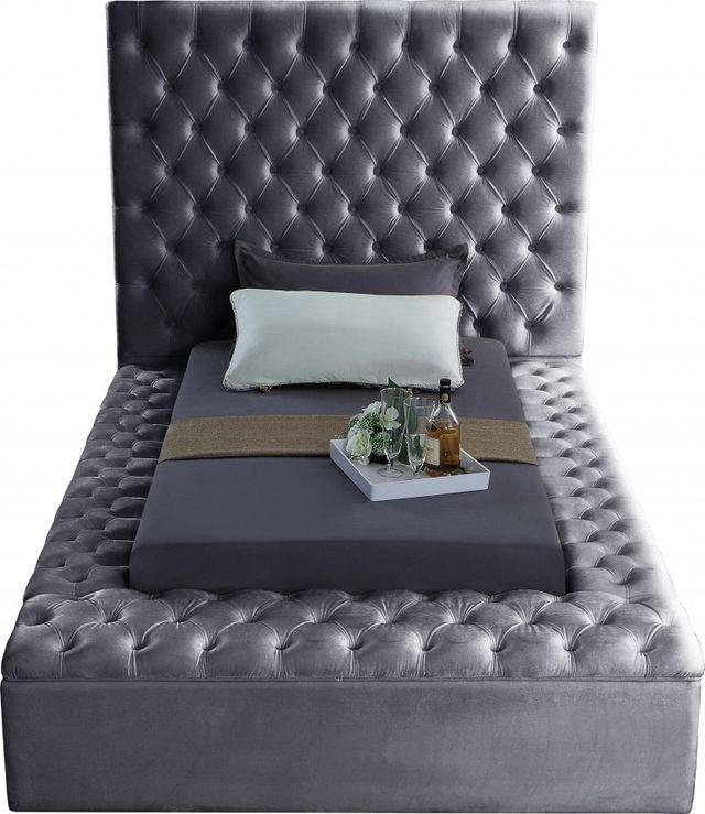 Meridian Furniture Bliss Grey Velvet Twin Bed-0