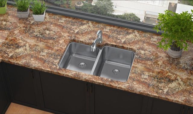 Elkay Lustertone® Classic Lustrous Satin 31-1/4" x 20-1/2" x 9-7/8" Offset 40/60 Bowl Undermount Sink with Perfect Drain®-1