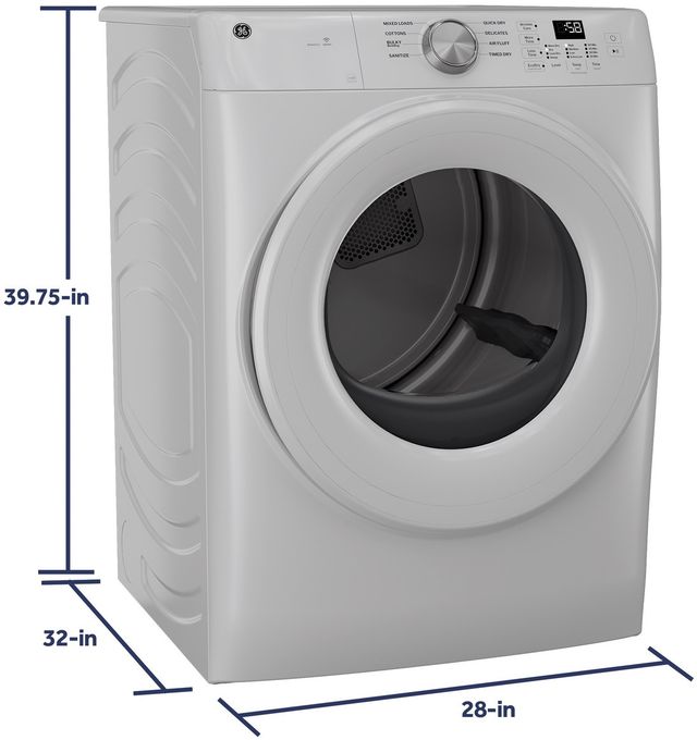 GE® SmartHQ™ 7.8 Cu. Ft. White Gas Dryer-4
