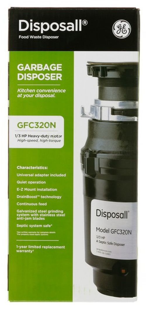 GE® Disposall® 1/3 HP Continuous Feed Non-Corded Black Garbage Disposal-1