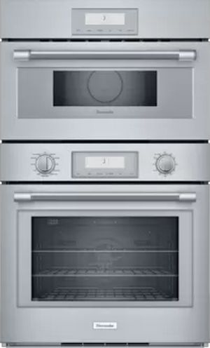 Front view of the Thermador® Professional 30" Stainless Steel Oven/Micro Combo Electric Wall Oven