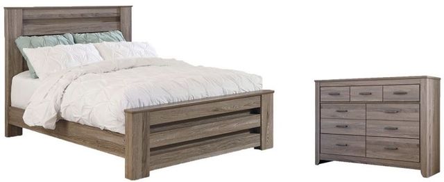 Signature Design by Ashley® Zelen 2-Piece Warm Gray Queen Panel Bed Set-0