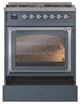 Ilve® Nostalgie II Noblesse 30" Blue Gray Pro Style Dual Fuel Range with Chrome Trim-3