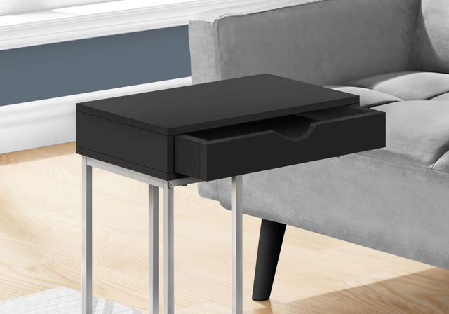 Monarch Specialties Inc. Black 25"H Drawer C Table with Silver Metal Base-1