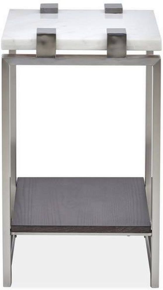 Magnussen Home® Paradox Pearl White Rectangular Accent Table with Platinum Frame -2