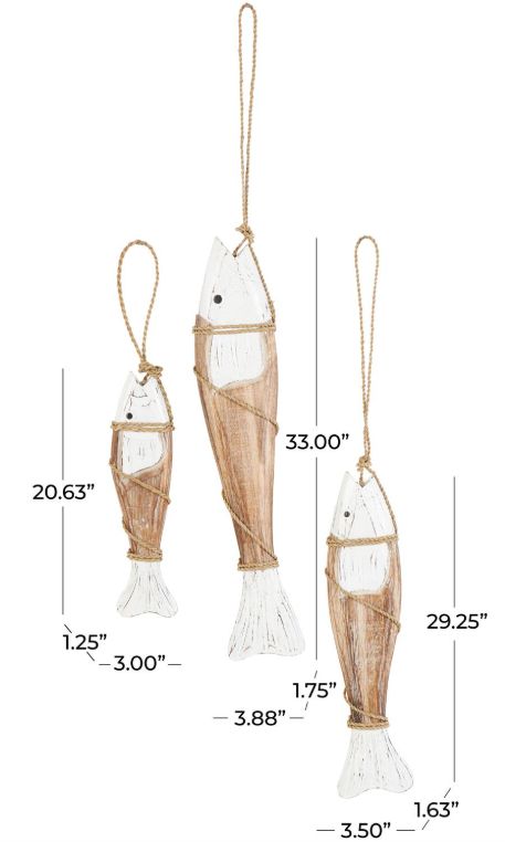 Deco Marche 3-Piece Brown Fish Handmade Wall Decor Set-2