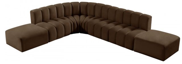 Meridian Furniture Arc 7-Piece Brown Velvet Sectional-1