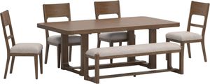 Front view of the Signature Design by Ashley® Cabalynn 6-Piece Light Brown Dining Table Set