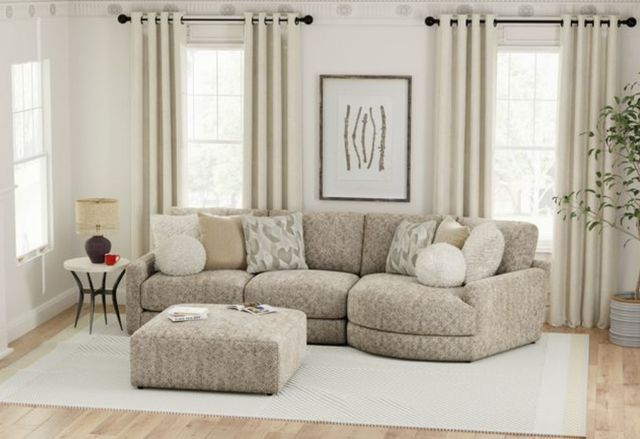 Jackson Furniture Turner 3-Piece Mushroom Modular Sectional with Ottoman-1