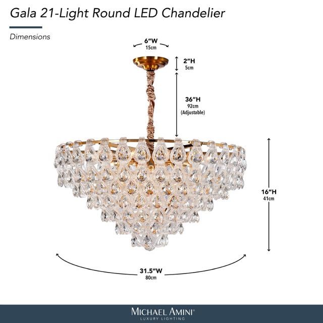 Michael Amini® Gala Gold 21-Light Round LED Chandelier-2