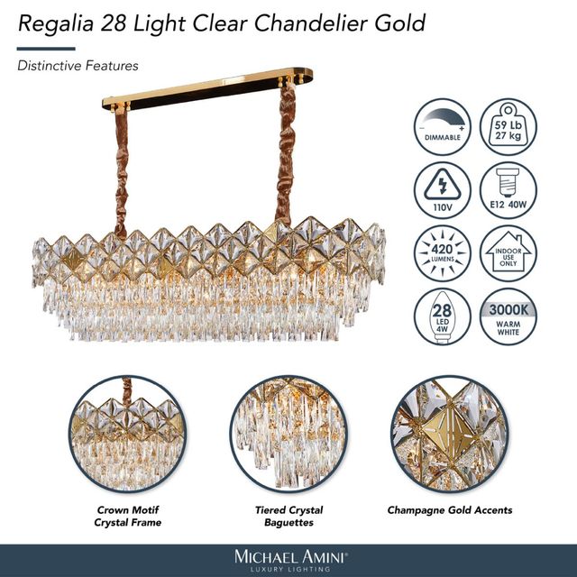 Michael Amini® Regalia Clear/Gold 16-Light Chandelier-3
