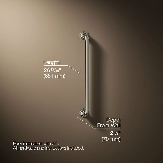 KOHLER® Traditional Vibrant Vibrant Brushed Nickel 24" Grab Bar-2