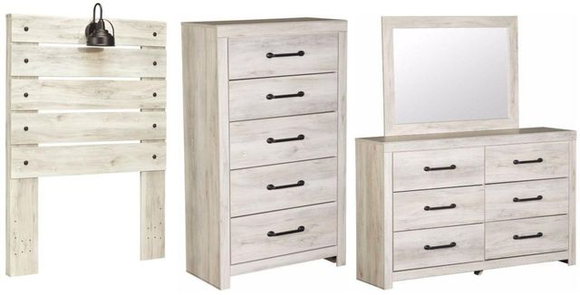 Signature Design by Ashley® Cambeck 4-Piece Whitewash Twin Panel Headboard Bed Set-0