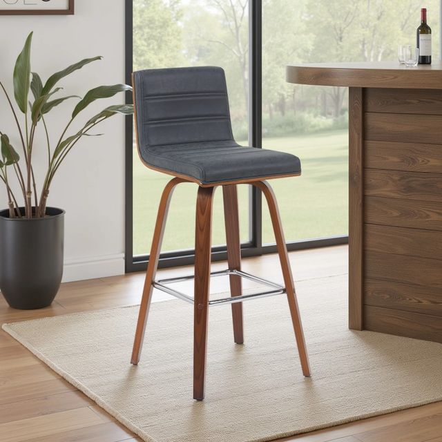 Armen Living Vienna 3-Piece Vintage Black/Walnut Swivel Barstool Set-1