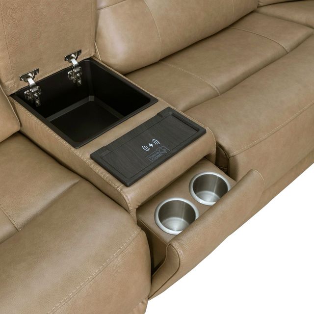 Liberty Furniture Carrington 6-Piece York Sand Leather L-Shape Power Reclining Sectional Sofa-3