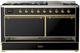Ilve® Majestic III 60" Glossy Black Pro Style Dual Fuel Liquid Propane Range with Solid Door and Brass Trim-1