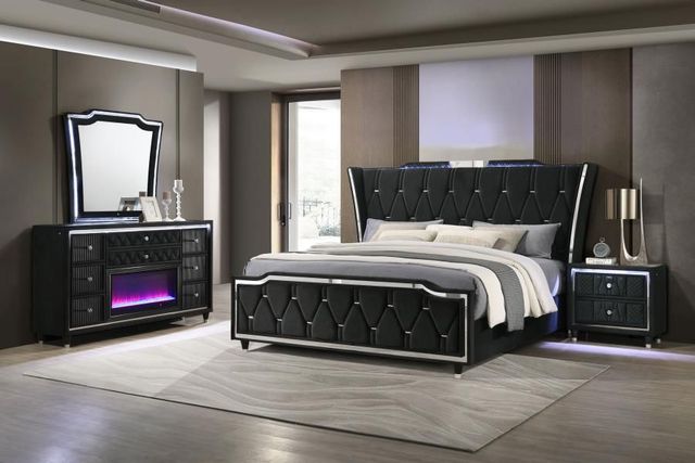 Coaster® Lorient 4-Piece Black California King Panel Bedroom Set-1