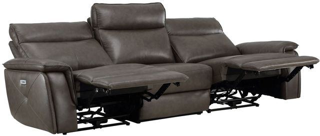 Homelegance® Maroni Dark Brown Double Power Reclining Sofa with Power Headrests-4