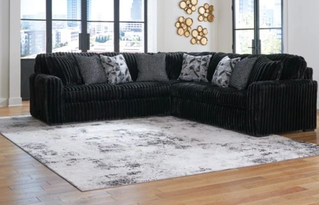 Signature Design by Ashley® Midnight-Madness 3-Piece Onyx Curved Sectional-2
