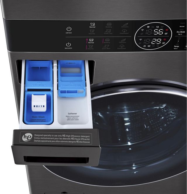 LG 5.0 Cu. Ft. Washer, 7.8 Cu. Ft. Dryer Black Steel Stack Laundry-5