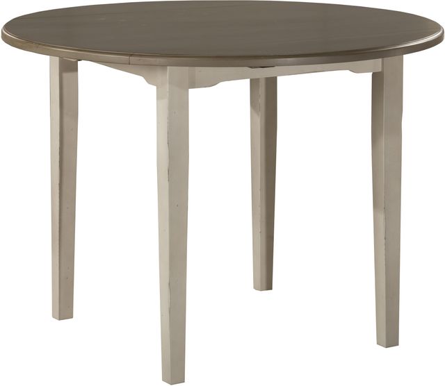 HH2 Home Clarion Sea White Round Drop Leaf 42" Dining Table with Distressed Gray Top-0
