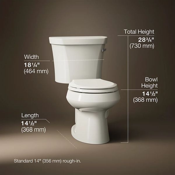 KOHLER® Wellworth® Biscuit 2-Piece Round-Front Right-Hand Trip Toilet, 1.28 Gpf-4