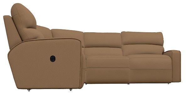 La-Z-Boy® Maddox 5-Piece Camel Leather Curve Manual Reclining Sectional-1
