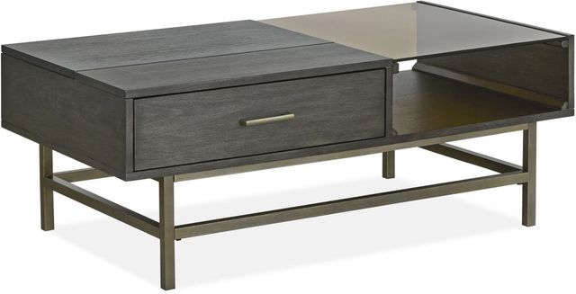 Magnussen Home® Fulton Smoke Glass Lift Top Cocktail Table with Smoke Anthracite Base-3