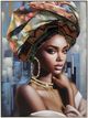 Classy Living Captivating African Lady on Blue Wall Art-0