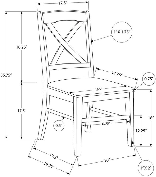 Monarch Specialties Inc. 2-Piece Black Side Chair Set with Brown Wood Legs-2
