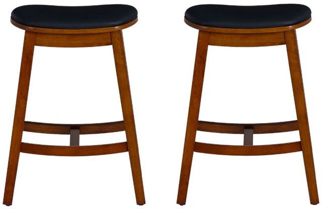 Linon Cappy 2-Piece Brown Upholstered Counter Stool Set-2