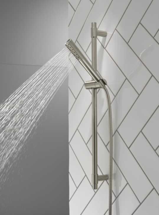 Delta Universal Showering Lumicoat® Stainless Premium Single-Setting Slide Bar Hand Shower-1