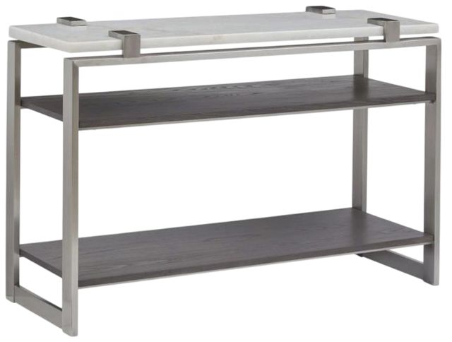 Magnussen Home® Paradox Pearl White Rectangular Sofa Table with Platinum Frame -0