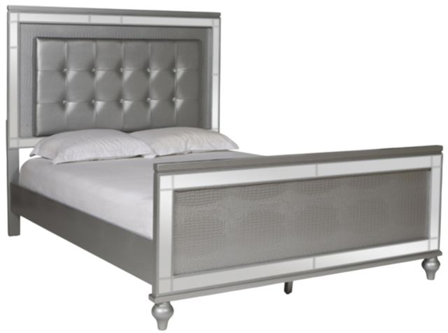 American Wholesale Furniture Valentino Silver Queen Panel Bed-0