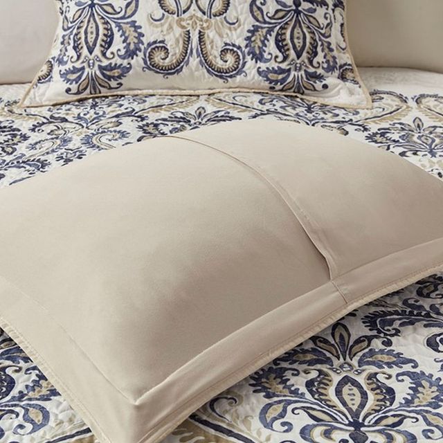 Olliix by Madison Park Blue Full/Queen Cali 6 Piece Reversible Coverlet Set-3