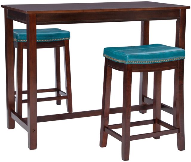 Linon Claridge 3-Piece Blue/Brown Counter Table Set-0