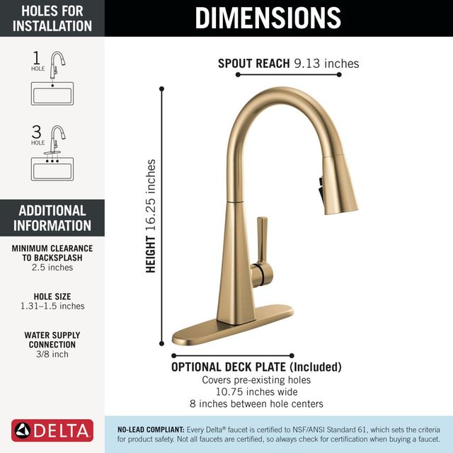 Delta Lenta® Champagne Bronze Single Handle Kitchen Faucet-2