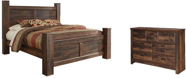 Signature Design by Ashley® Quinden 2-Piece Dark Brown King Poster Bed Set-0