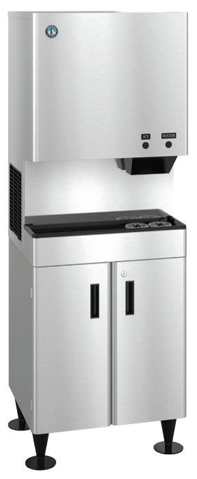 Hoshizaki 26" 618 lb. Stainless Steel Air-Cooled Icemaker and Water Dispenser with Built In Storage Bin -1