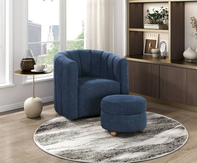 Homelegance® Delaney 2-Piece Blue Swivel Accent Chair with Ottoman Set-1