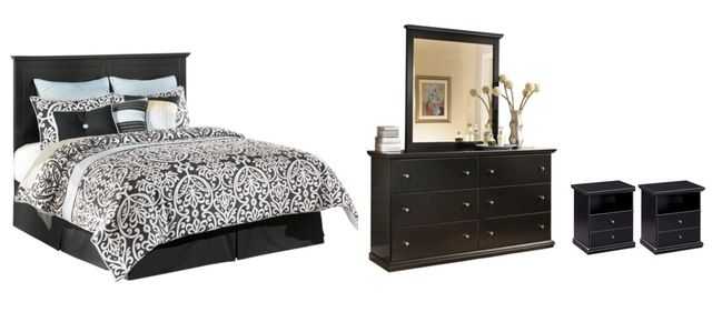 Signature Design by Ashley® Maribel 5-Piece Black Queen or Full Panel Headboard Bedroom Set-0