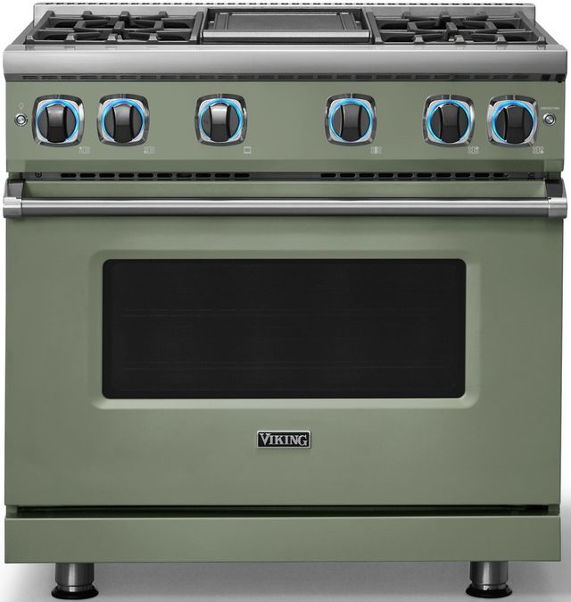Viking® 7 Series 36" Eucalyptus Pro Style Liquid Propane Gas Range with Griddle-3