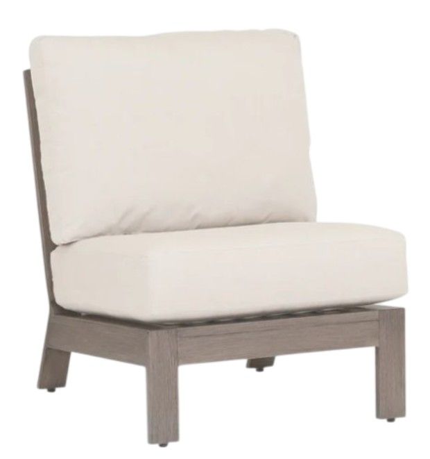 Sunset West Laguna Driftwood Aluminum Outdoor Armless Club Chair with Canvas Flax Cushion-0